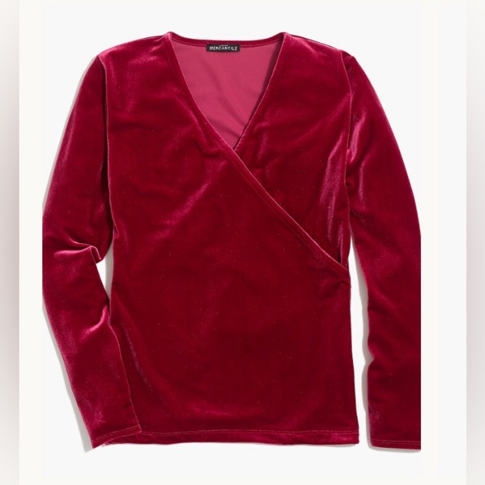 J. Crew Women's Velvet Wrap Top - Red Cranberry